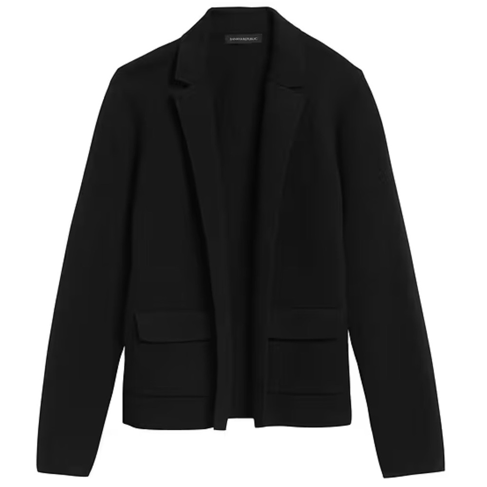 BANANA REPUBLIC Petite Cropped Sweater Blazer in Milano Stitch Black